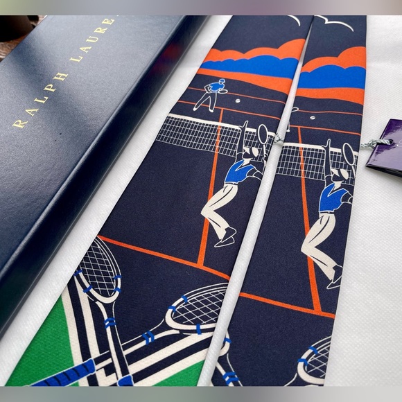 🎁RL HOLIDAY 25'🎁🆕💯US OPEN RALPH LAUREN PURPLE LABEL LUXURY TENNIS MOTF TIE🔥 - Picture 6 of 16